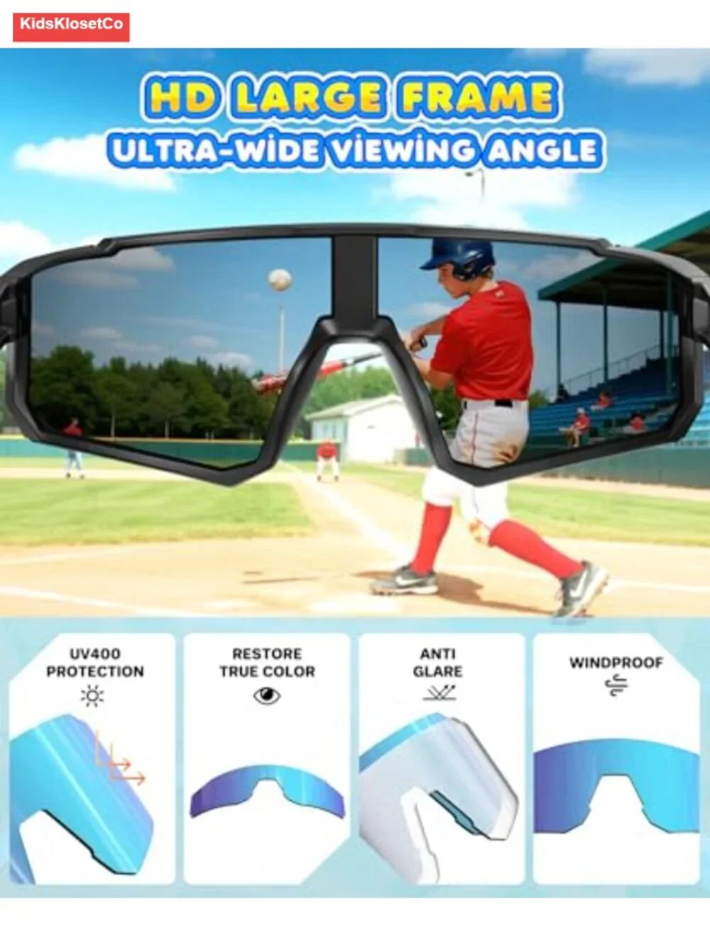 Kids Polarized Sunglasses UV400 Sport Running Baseball Sun Glasses 3 Pack